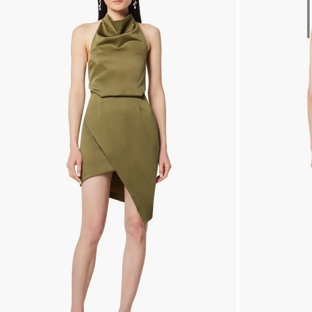 Elliatt Camo Asymmetric Satin Cocktail Dress